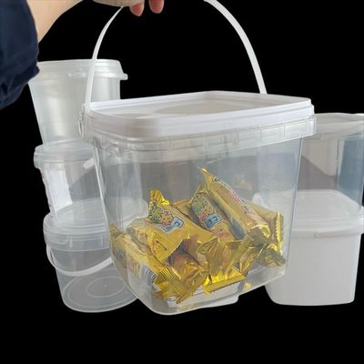 공급 플라스틱 버킷 1L 2L 3L 5L 음료 인쇄 열 전송을위한 맑은 정사각형 버킷