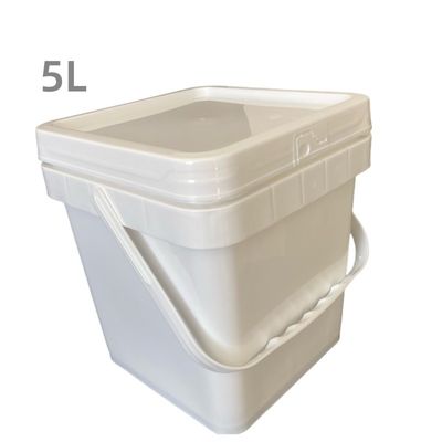 반려동물 식품 4L 5L 6L 8L 10L 맑은 흰색 정사각형 플라스틱 병 뚜?? 이 있는 플라스틱 버킷