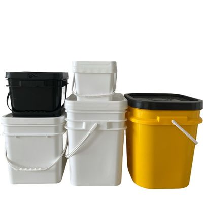 10.0 ~ 2.5MM 두께 BPA 없는 식품 등급 흰색 정사각형 버킷 플라스틱 버킷 5L 10L 15L 20L