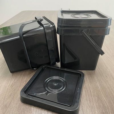 5L 블랙 플라스틱 버킷 음료 또는 사용자 정의 인쇄 된 정사각형 컨테이너