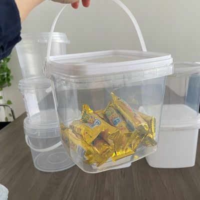 300ml 5L PP 평면 버킷 맑은 또는 흰색 컨테이너 제품용 캔디 팝콘 버킷