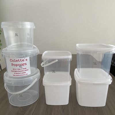 식품 안전 플라스틱 버킷 1.0 ~ 2.5 mm 두께의 투명한 정면 컨테이너