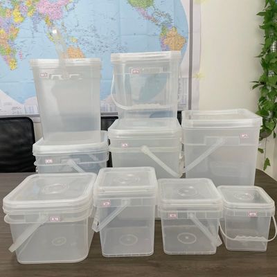 화학 다기능 밀폐 4L-20L 투명 사각형 버킷 1.0 ~ 2.5MM 두께