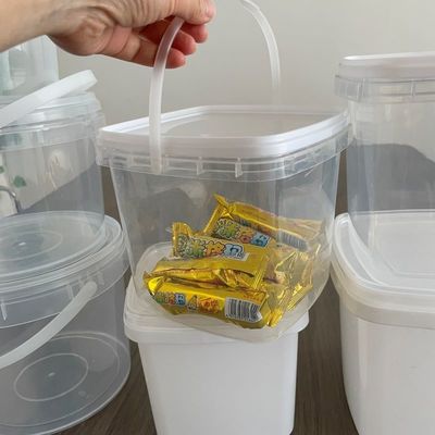 위장 방지 뚜?? 비스키트 캔디용 플라스틱 버킷 4L 5L 6L 내구성 스퀘어 버킷