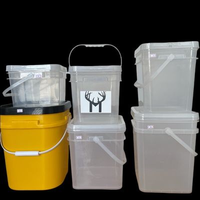 평평한 버킷 뚜?? 투명한 정사각형 버킷 7 갤론 플라스틱 버킷 인증서 GAP/ISO/FDA