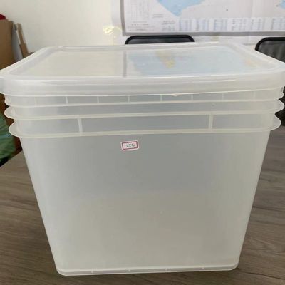평평한 버킷 뚜?? 투명한 정사각형 버킷 7 갤론 플라스틱 버킷 인증서 GAP/ISO/FDA