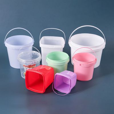 100% 식품 등급 500ml 평면 하얀 선명한 플라스틱 버킷 뚜?? 과 도구 손잡이