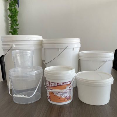 300ml-15L 둥근 플라스틱 버킷 뚜?? 과 손잡이 흰색 컨테이너