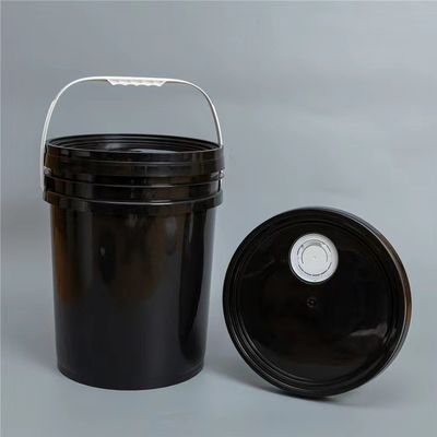 20L 검은 플라스틱 도구 버킷 버킷 뚜?? 및 핸들 액세서리 패키지